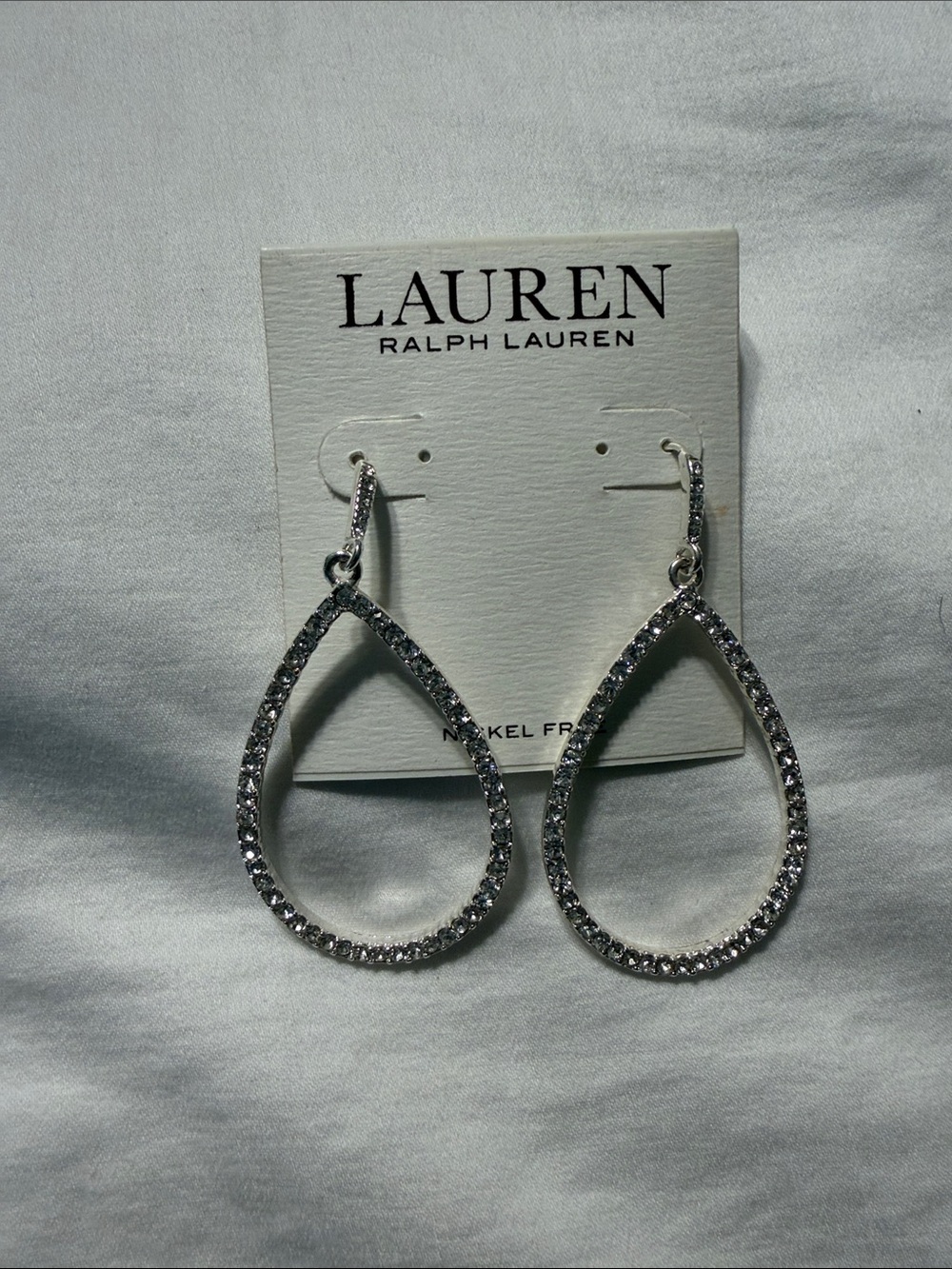Lauren Ralph Lauren Silver Crystal Teardrop Dangle Earrings